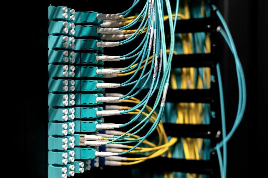 Modern data center with high-performance storage arrays and server infrastructure