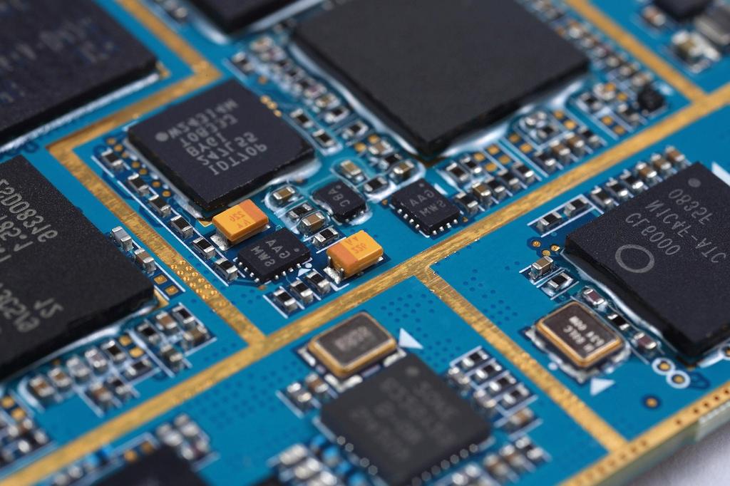 NAND flash memory chips on a circuit board